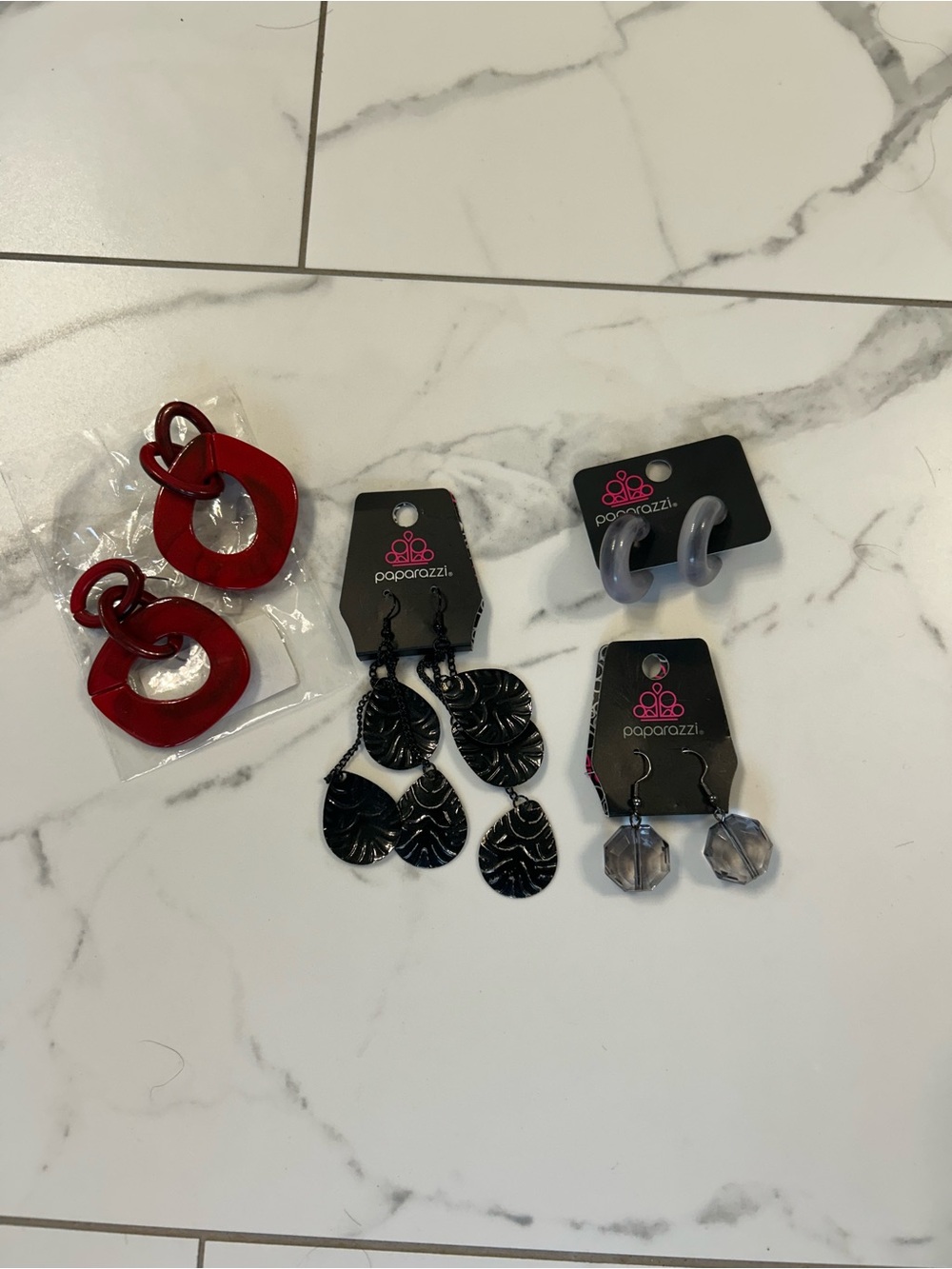 Paparazzi Assorted Women’s Earring Set - Red, Black, Gray